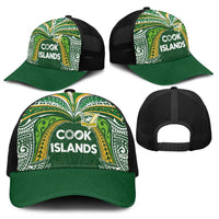 Cook Islands Rugby League Baseball Net Cap Tatau Tribal Motifs-Dark Green Color - Polynesian Pride