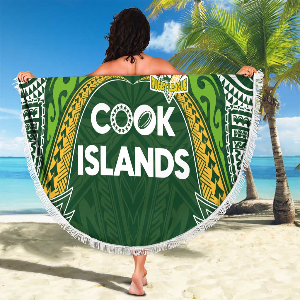 Cook Islands Rugby League Beach Blanket Tatau Tribal Motifs-Dark Green Color - Polynesian Pride