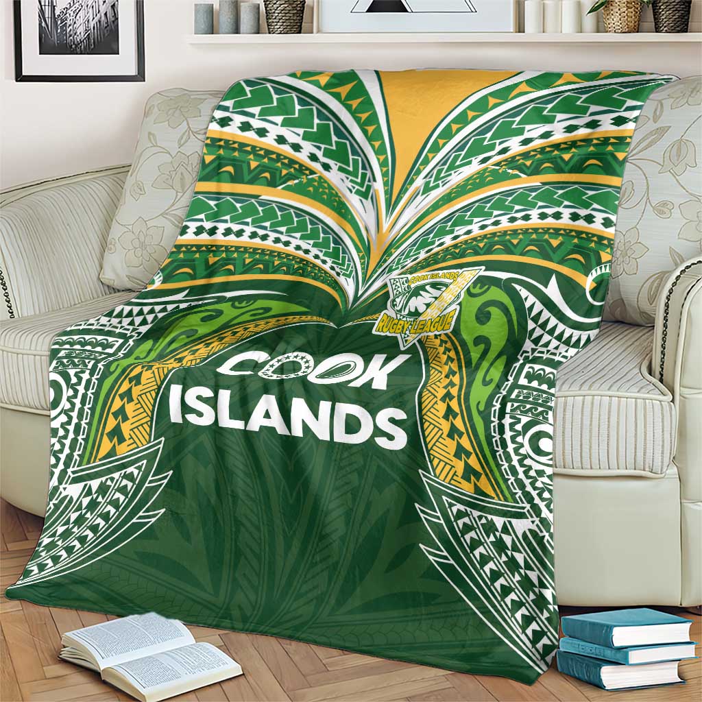 Cook Islands Rugby League Blanket Tatau Tribal Motifs-Dark Green Color - Polynesian Pride