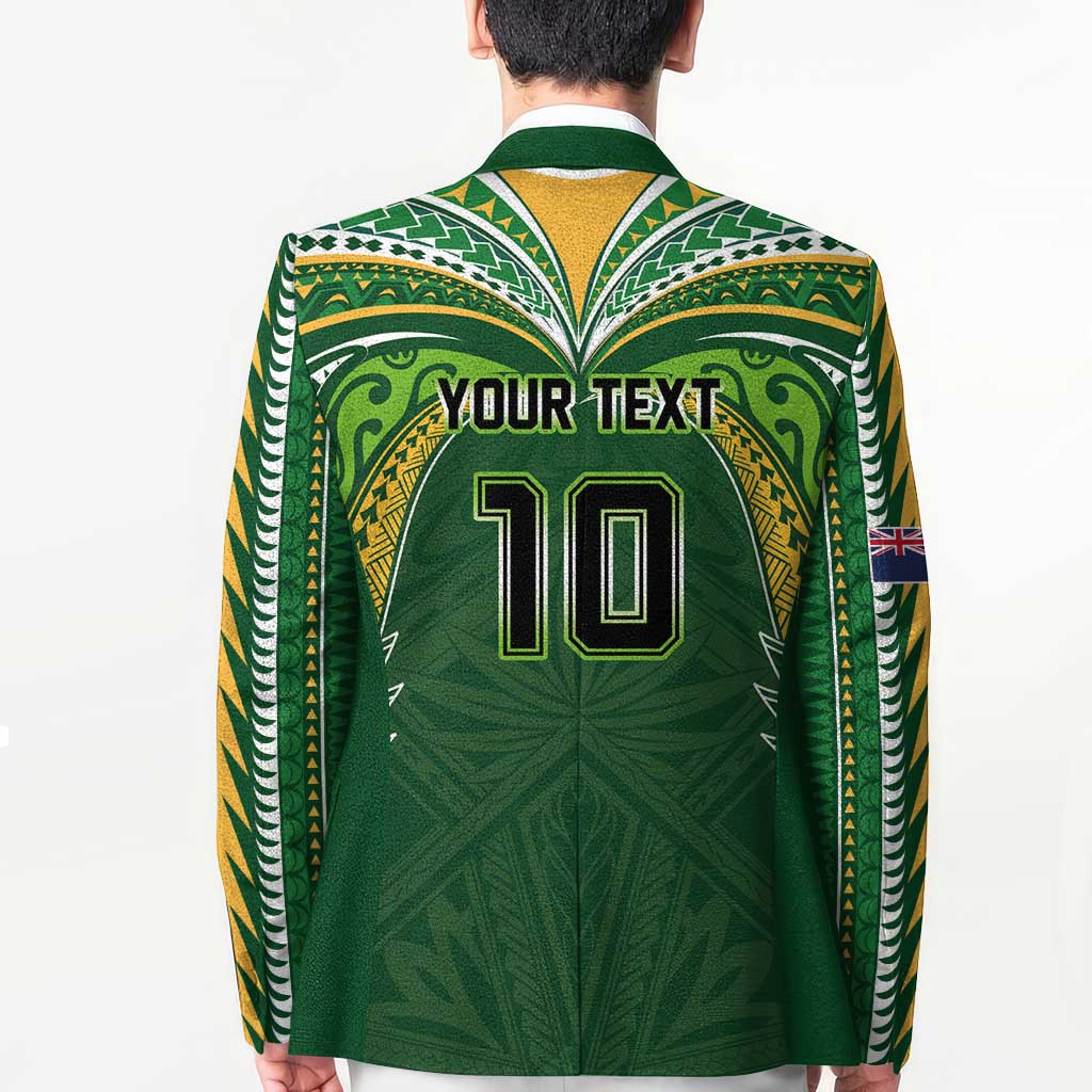 Custom Cook Islands Rugby League Blazer Tatau Tribal Motifs-Dark Green Color - Polynesian Pride