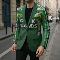 Custom Cook Islands Rugby League Blazer Tatau Tribal Motifs-Dark Green Color - Polynesian Pride