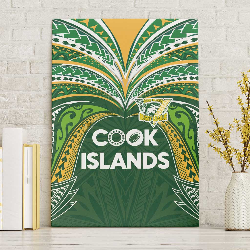 Cook Islands Rugby League Canvas Wall Art Tatau Tribal Motifs-Dark Green Color - Polynesian Pride