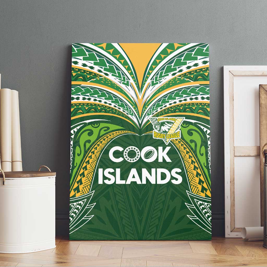 Cook Islands Rugby League Canvas Wall Art Tatau Tribal Motifs-Dark Green Color - Polynesian Pride