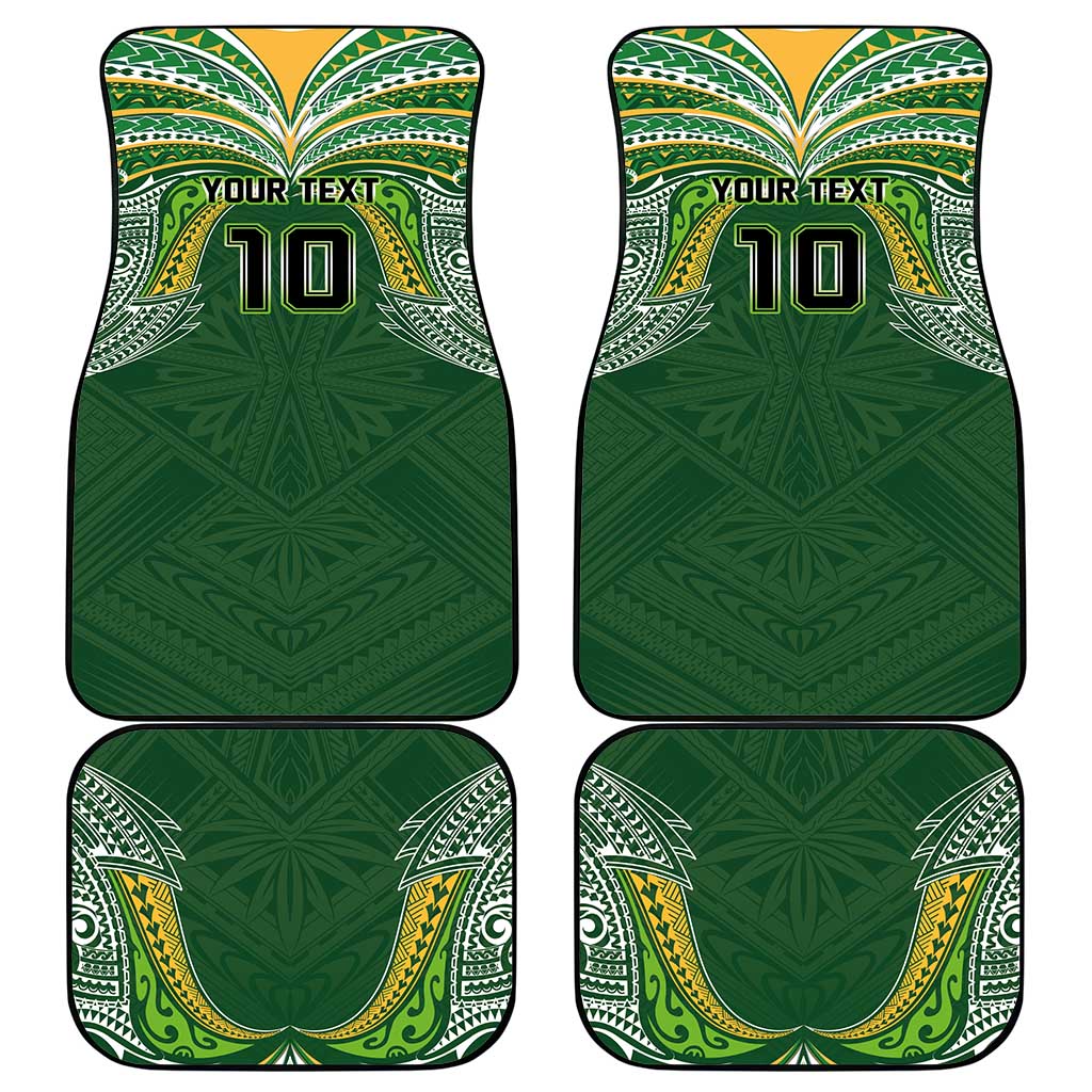Custom Cook Islands Rugby League Car Mats Tatau Tribal Motifs-Dark Green Color - Polynesian Pride