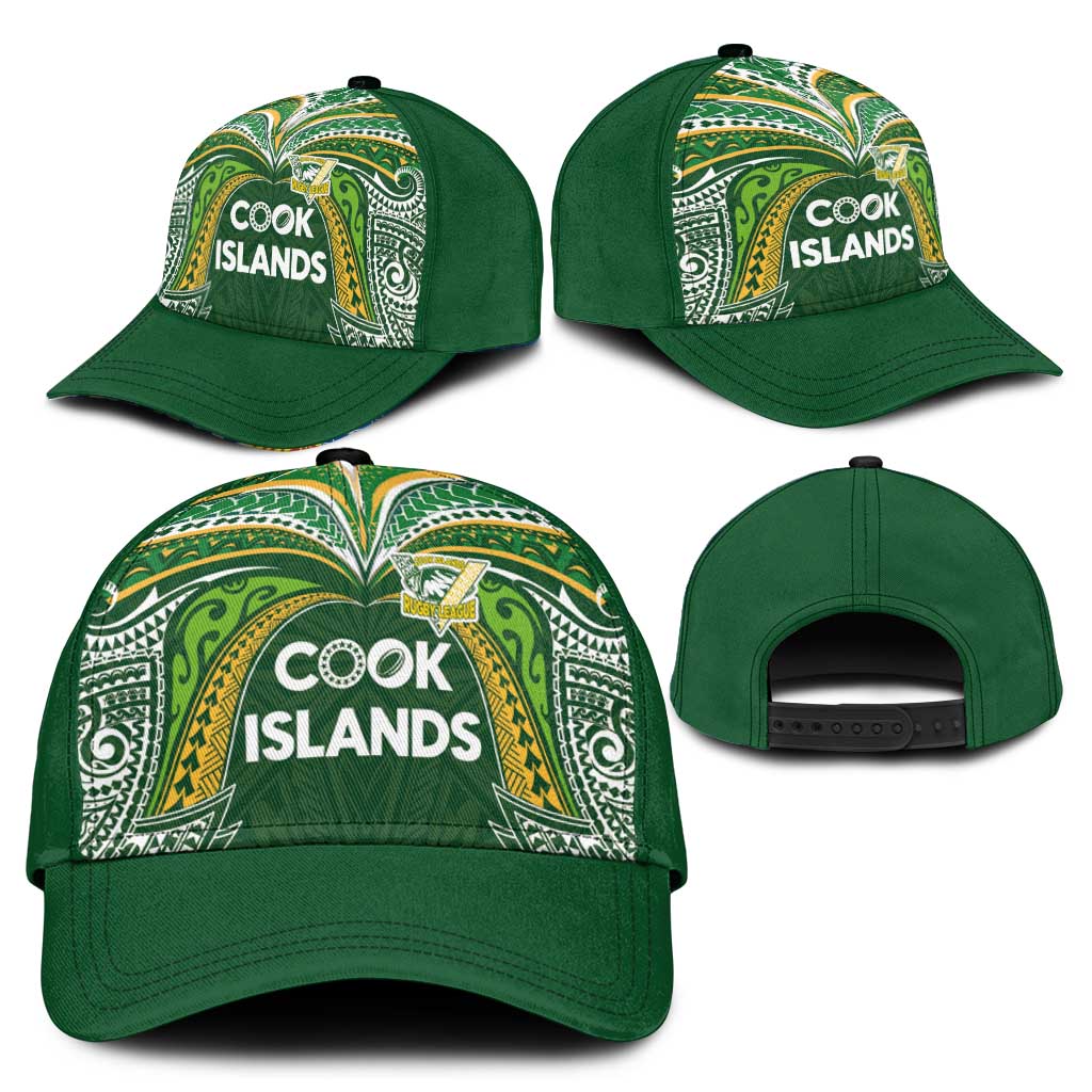 Cook Islands Rugby League Classic Cap Tatau Tribal Motifs-Dark Green Color - Polynesian Pride