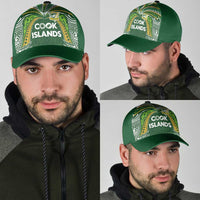 Cook Islands Rugby League Classic Cap Tatau Tribal Motifs-Dark Green Color - Polynesian Pride