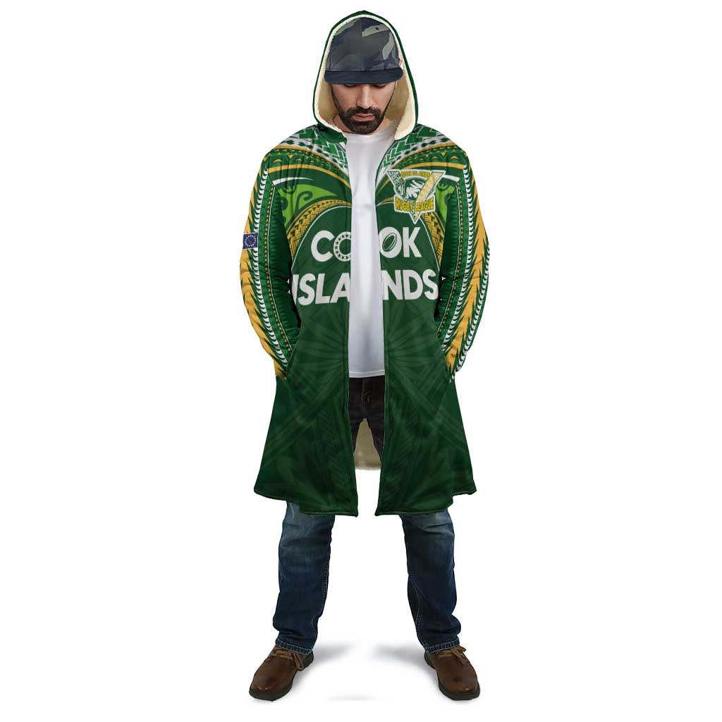 Custom Cook Islands Rugby League Cloak Tatau Tribal Motifs-Dark Green Color - Polynesian Pride