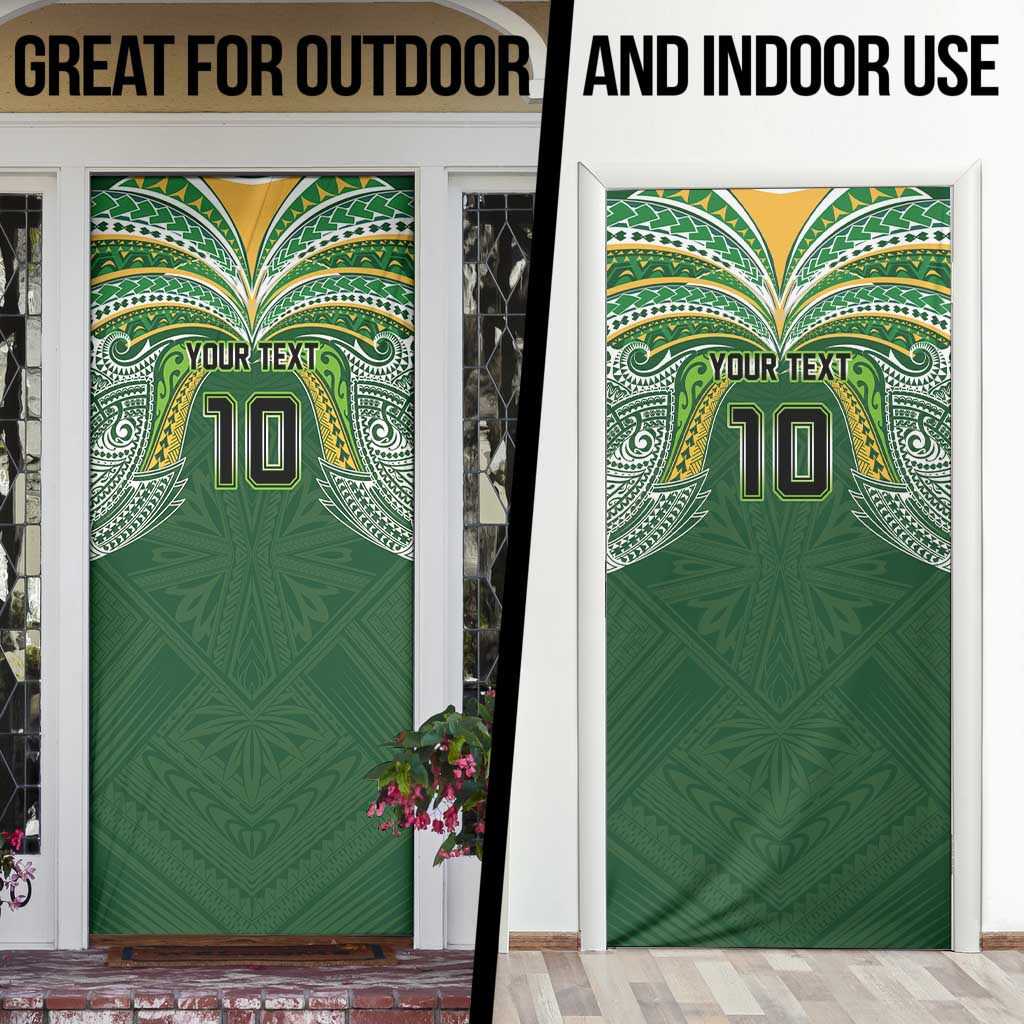 Custom Cook Islands Rugby League Door Cover Tatau Tribal Motifs-Dark Green Color - Polynesian Pride
