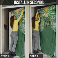 Custom Cook Islands Rugby League Door Cover Tatau Tribal Motifs-Dark Green Color - Polynesian Pride