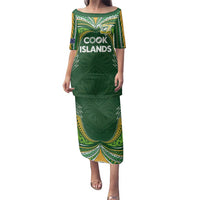 Custom Cook Islands Rugby League Family Matching Puletasi and Hawaiian Shirt Tatau Tribal Motifs-Dark Green Color - Polynesian Pride