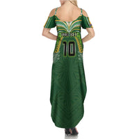 Custom Cook Islands Rugby League Family Matching Summer Maxi Dress and Hawaiian Shirt Tatau Tribal Motifs-Dark Green Color - Polynesian Pride