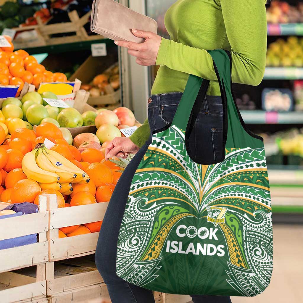 Cook Islands Rugby League Grocery Bag Tatau Tribal Motifs-Dark Green Color - Polynesian Pride