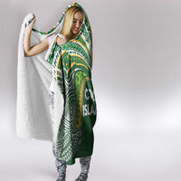 Cook Islands Rugby League Hooded Blanket Tatau Tribal Motifs-Dark Green Color - Polynesian Pride