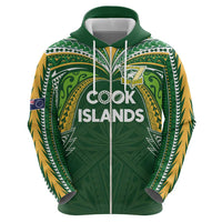 Custom Cook Islands Rugby League Hoodie Tatau Tribal Motifs-Dark Green Color - Polynesian Pride