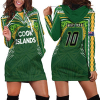 Custom Cook Islands Rugby League Hoodie Dress Tatau Tribal Motifs-Dark Green Color - Polynesian Pride