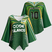 Custom Cook Islands Rugby League Kimono Sleeve Blouse Tatau Tribal Motifs-Dark Green Color - Polynesian Pride