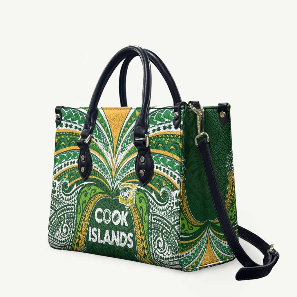 Cook Islands Rugby League Leather Bag Tatau Tribal Motifs-Dark Green Color - Polynesian Pride