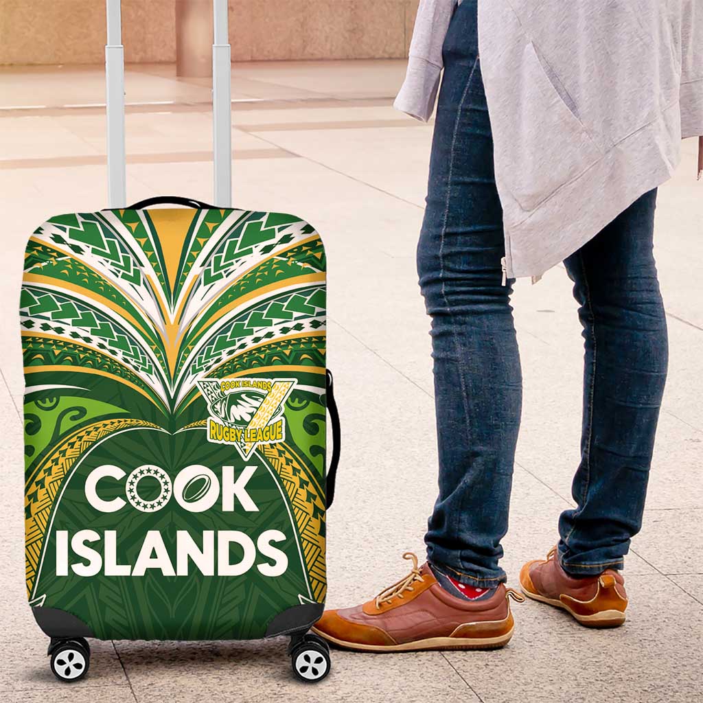 Cook Islands Rugby League Luggage Cover Tatau Tribal Motifs-Dark Green Color - Polynesian Pride