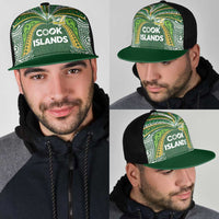 Cook Islands Rugby League Mesh Trucker Cap Tatau Tribal Motifs-Dark Green Color - Polynesian Pride