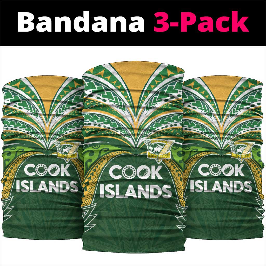 Cook Islands Rugby League Neck Gaiter Tatau Tribal Motifs-Dark Green Color - Polynesian Pride