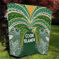 Cook Islands Rugby League Quilt Tatau Tribal Motifs-Dark Green Color - Polynesian Pride