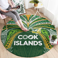 Cook Islands Rugby League Round Carpet Tatau Tribal Motifs-Dark Green Color - Polynesian Pride