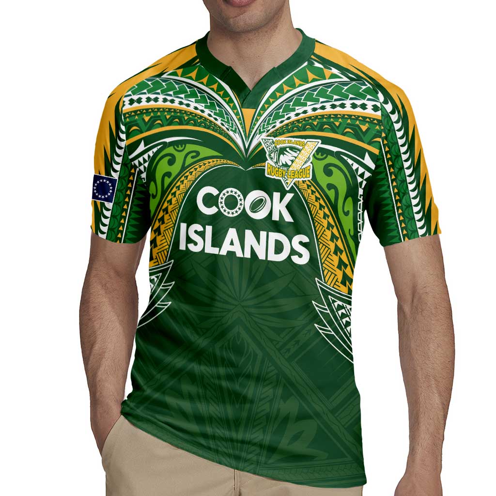 Custom Cook Islands Rugby League Rugby Jersey Tatau Tribal Motifs-Dark Green Color - Polynesian Pride