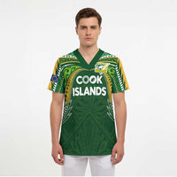Custom Cook Islands Rugby League Scrub Top Tatau Tribal Motifs-Dark Green Color - Polynesian Pride