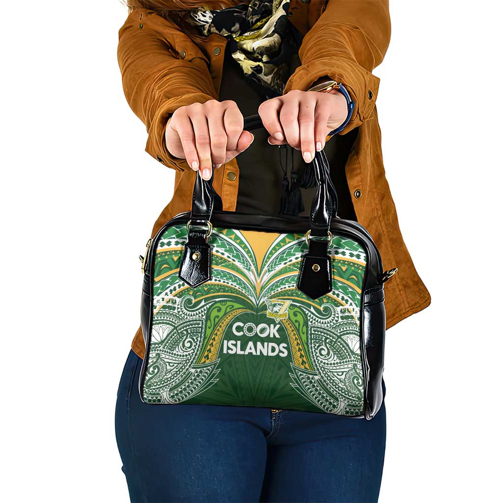 Cook Islands Rugby League Shoulder Handbag Tatau Tribal Motifs-Dark Green Color - Polynesian Pride