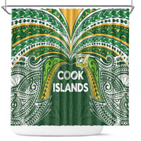 Cook Islands Rugby League Shower Curtain Tatau Tribal Motifs-Dark Green Color - Polynesian Pride