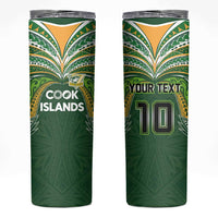 Custom Cook Islands Rugby League Skinny Tumbler Tatau Tribal Motifs-Dark Green Color - Polynesian Pride