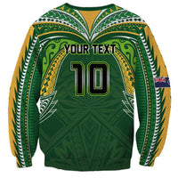 Custom Cook Islands Rugby League Sweatshirt Tatau Tribal Motifs-Dark Green Color - Polynesian Pride