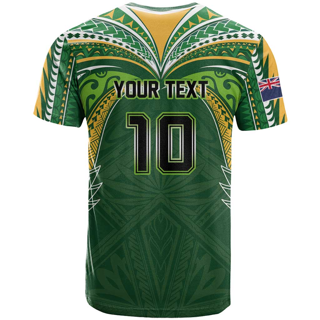 Custom Cook Islands Rugby League T Shirt Tatau Tribal Motifs-Dark Green Color - Polynesian Pride