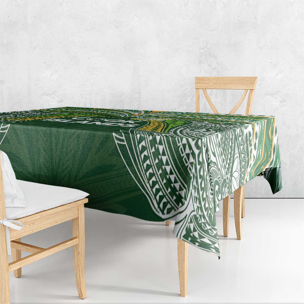 Cook Islands Rugby League Tablecloth Tatau Tribal Motifs-Dark Green Color - Polynesian Pride
