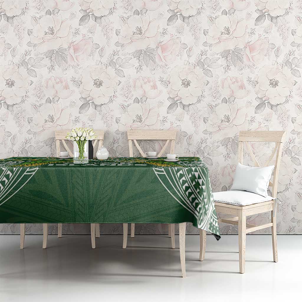 Cook Islands Rugby League Tablecloth Tatau Tribal Motifs-Dark Green Color - Polynesian Pride