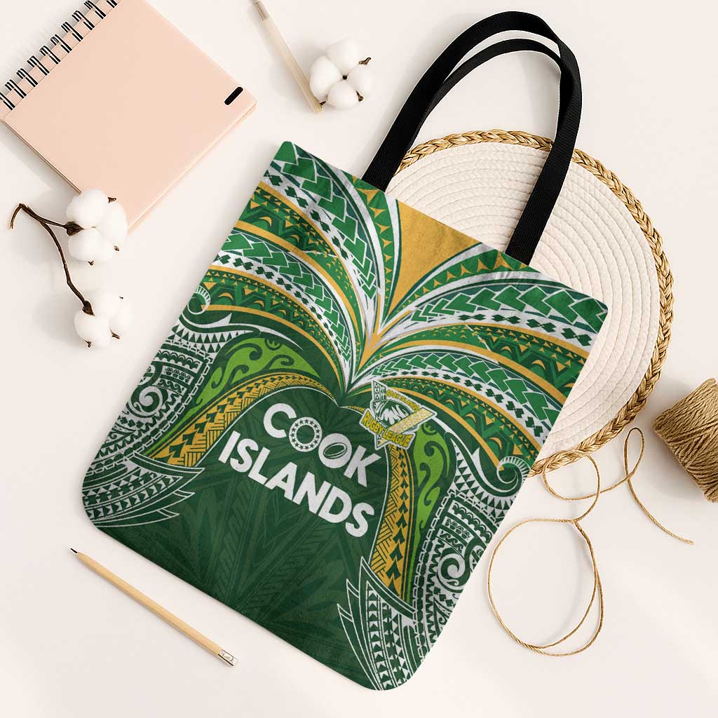 Cook Islands Rugby League Tote Bag Tatau Tribal Motifs-Dark Green Color - Polynesian Pride