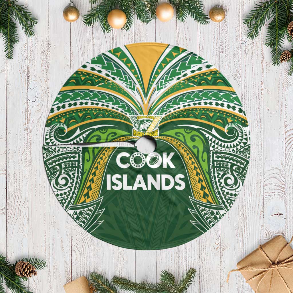 Cook Islands Rugby League Tree Skirt Tatau Tribal Motifs-Dark Green Color - Polynesian Pride