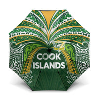 Cook Islands Rugby League Umbrella Tatau Tribal Motifs-Dark Green Color - Polynesian Pride