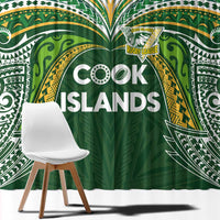 Cook Islands Rugby League Window Curtain Tatau Tribal Motifs-Dark Green Color - Polynesian Pride
