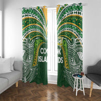 Cook Islands Rugby League Window Curtain Tatau Tribal Motifs-Dark Green Color - Polynesian Pride