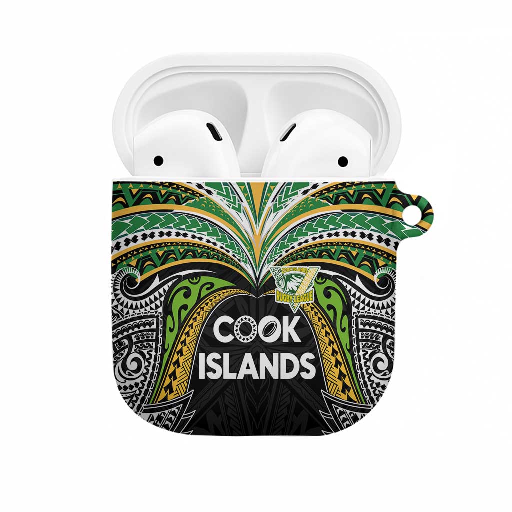 Cook Islands Rugby League AirPods Case Tatau Tribal Motifs-Black Color - Polynesian Pride