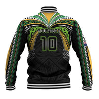 Custom Cook Islands Rugby League Baseball Jacket Tatau Tribal Motifs-Black Color - Polynesian Pride