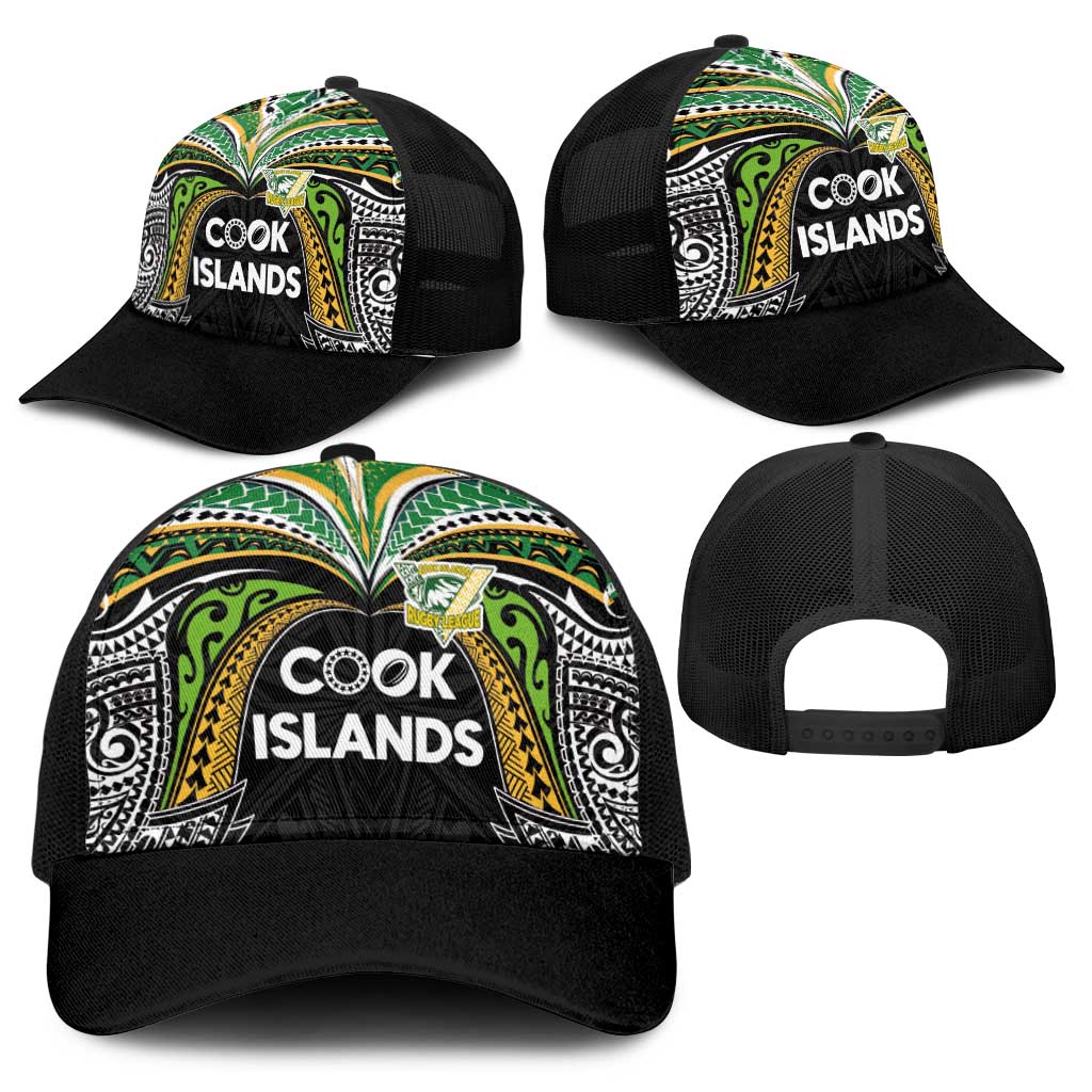 Cook Islands Rugby League Baseball Net Cap Tatau Tribal Motifs-Black Color - Polynesian Pride