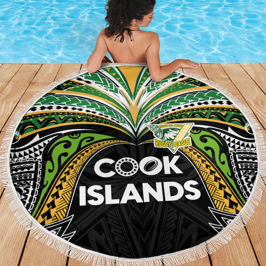 Cook Islands Rugby League Beach Blanket Tatau Tribal Motifs-Black Color - Polynesian Pride