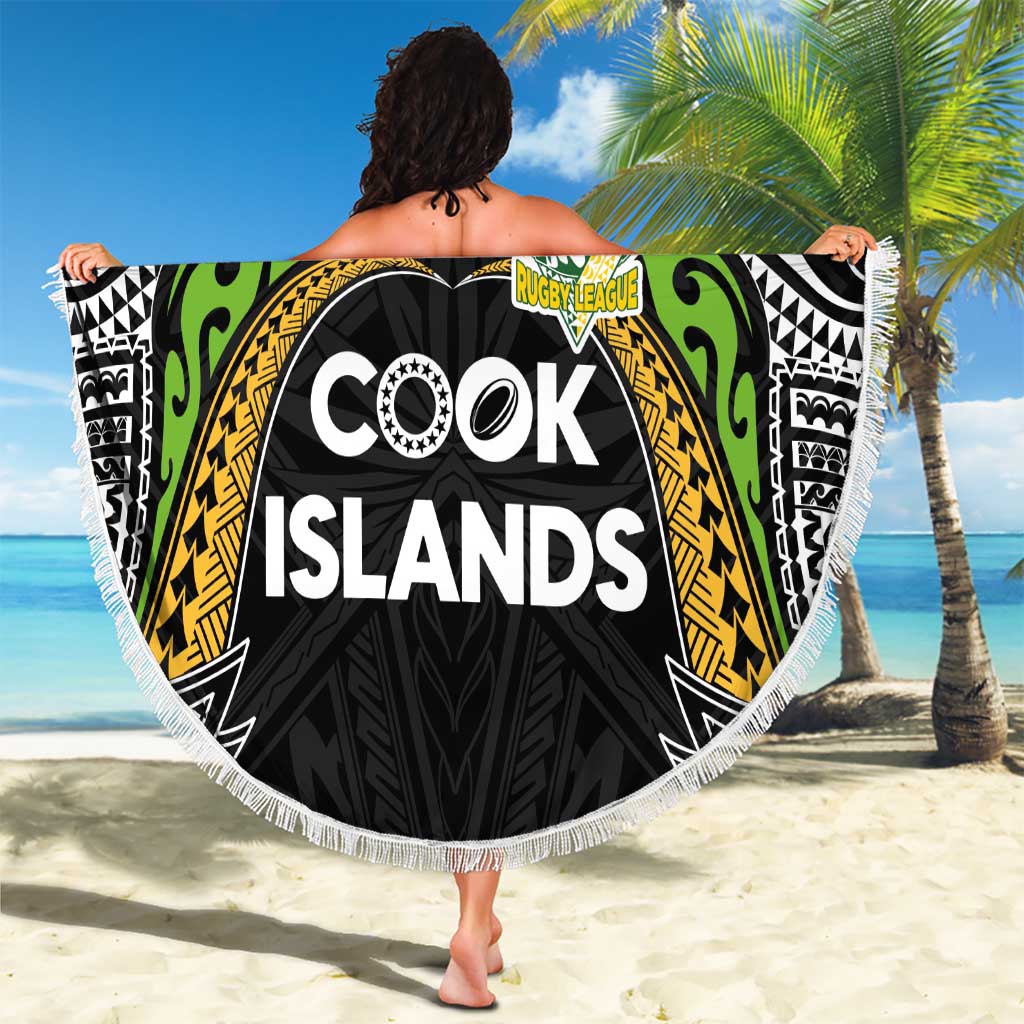 Cook Islands Rugby League Beach Blanket Tatau Tribal Motifs-Black Color - Polynesian Pride