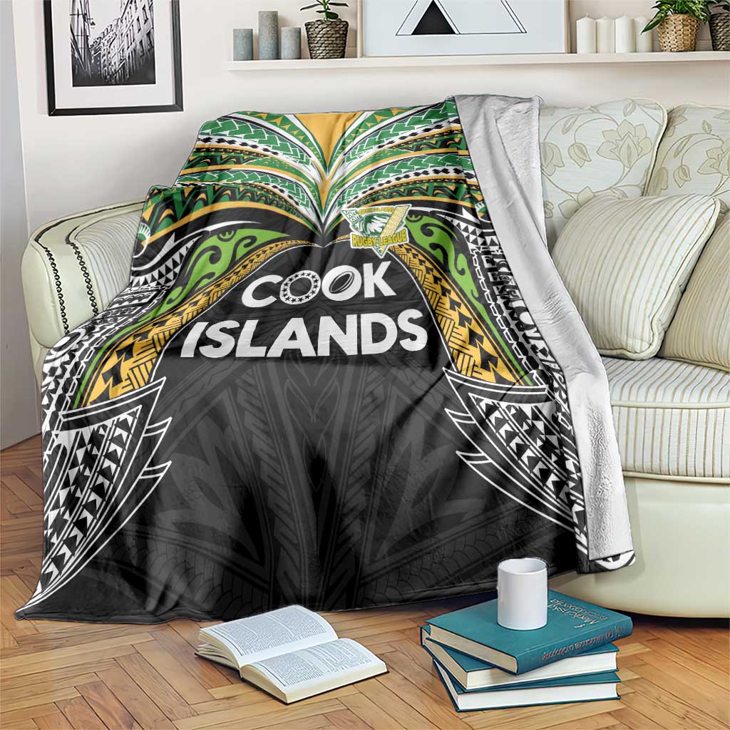 Cook Islands Rugby League Blanket Tatau Tribal Motifs-Black Color - Polynesian Pride