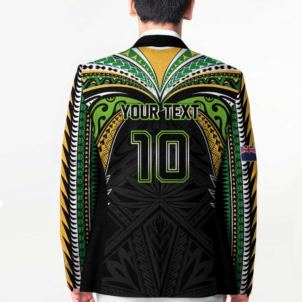 Custom Cook Islands Rugby League Blazer Tatau Tribal Motifs-Black Color - Polynesian Pride