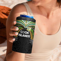 Custom Cook Islands Rugby League 4 in 1 Can Cooler Tumbler Tatau Tribal Motifs-Black Color - Polynesian Pride