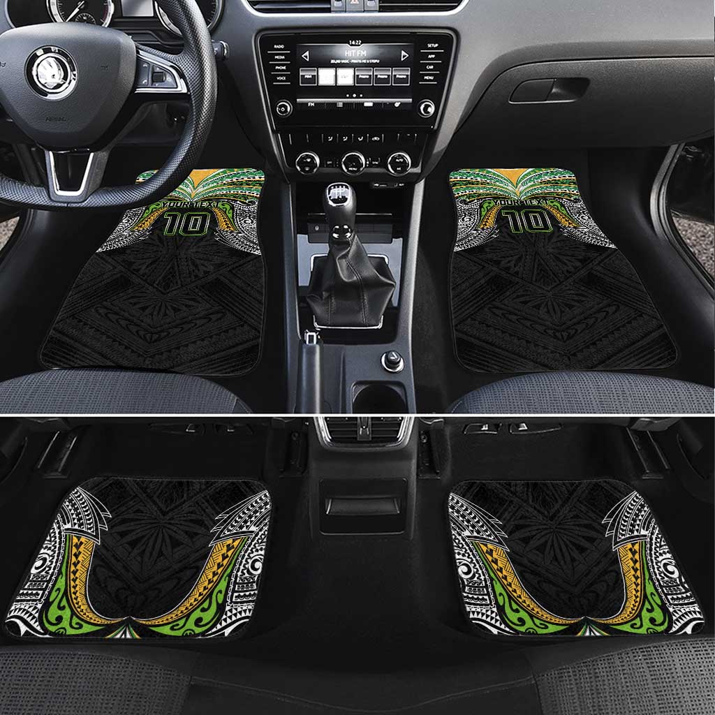 Custom Cook Islands Rugby League Car Mats Tatau Tribal Motifs-Black Color - Polynesian Pride