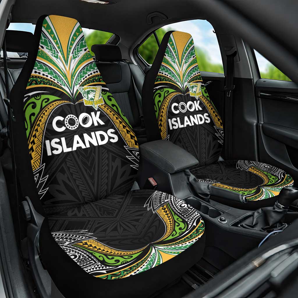 Cook Islands Rugby League Car Seat Cover Tatau Tribal Motifs-Black Color - Polynesian Pride